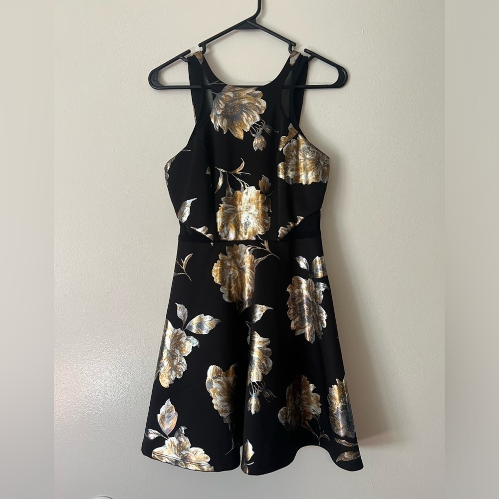 City Triangles Black and Gold Floral Dress